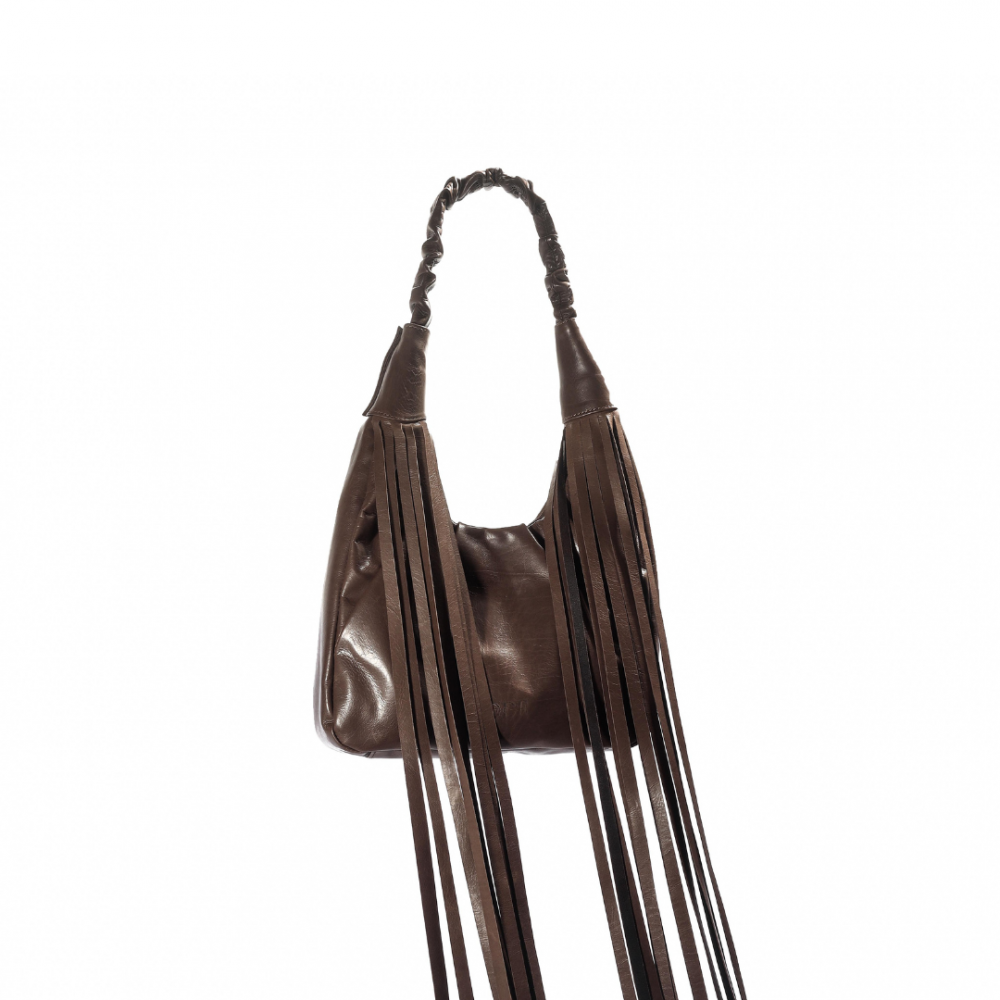 ICON BAG WITH FRINGE IN BROWN